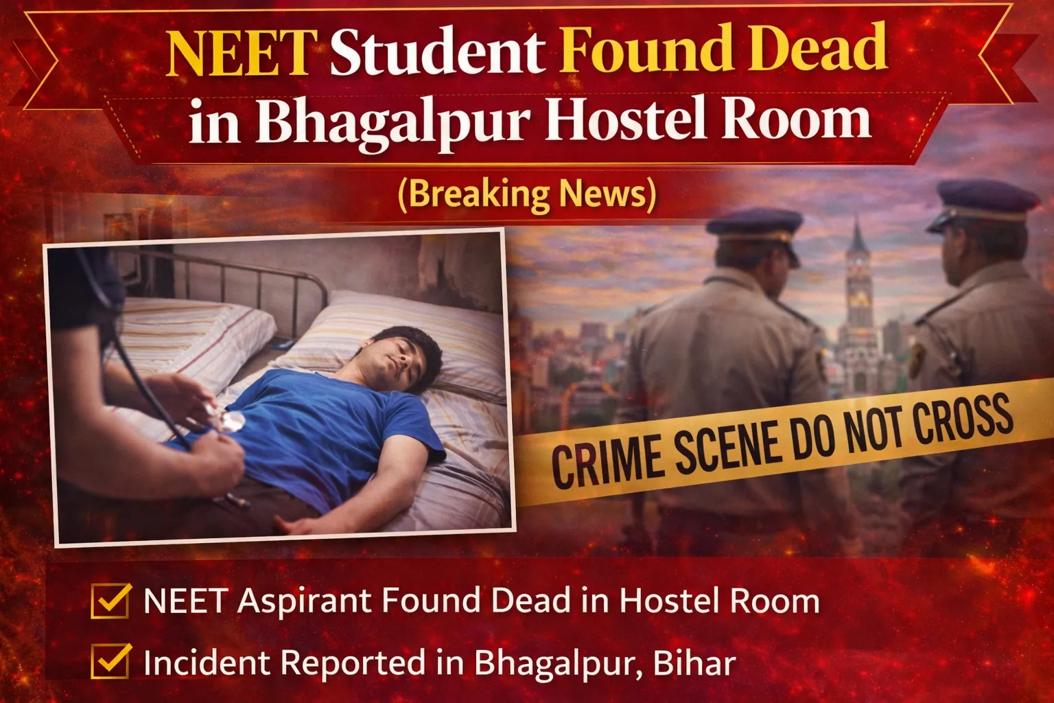 NEET aspirant found dead in Bhagalpur hostel hours after move-in, family alleges harassment